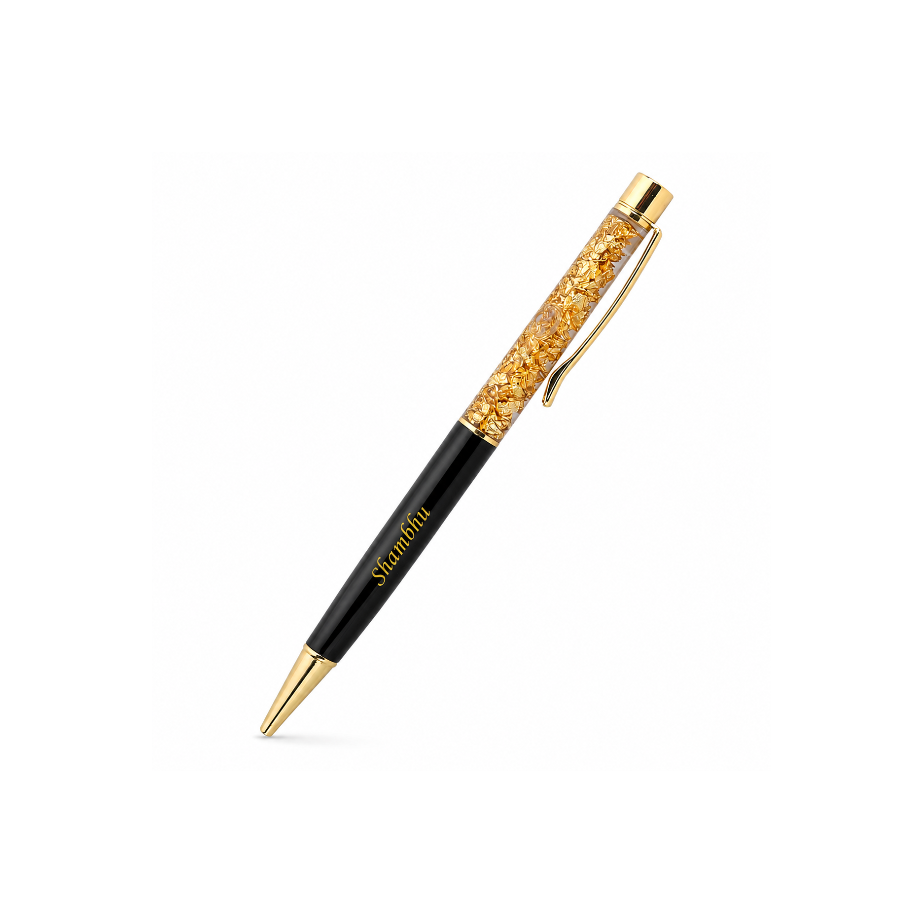 Luxury Gold Flake Personalized Ball Pen | Premium Black & Gold Metal Executive Pen | Custom Name Engraved Gift for Men, Women, Corporate & Business Professionals