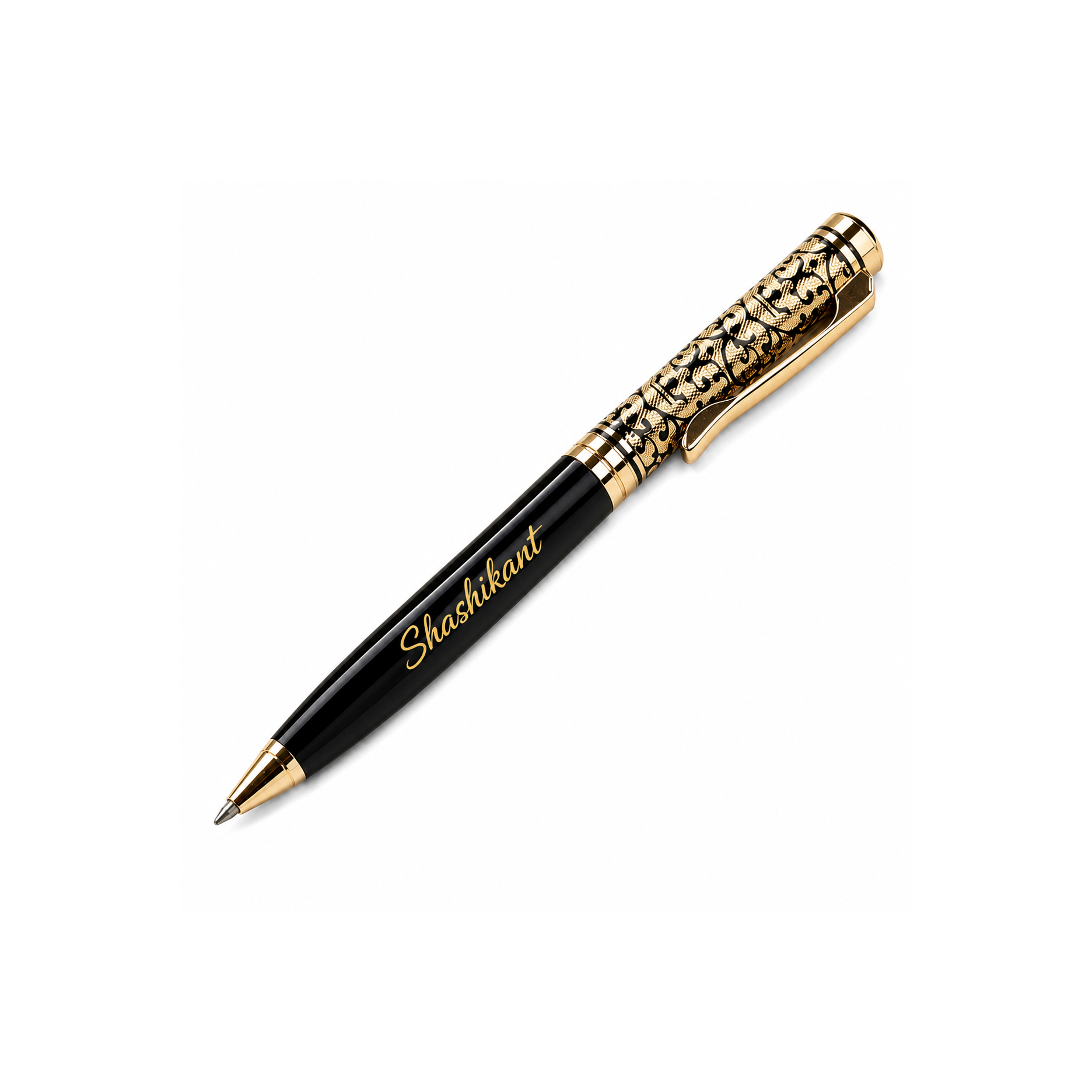 Personalized Engraved Premium Metal Ball Pen with Name | Custom Laser Engraved Gift Pen | Black & Gold Luxury Pen