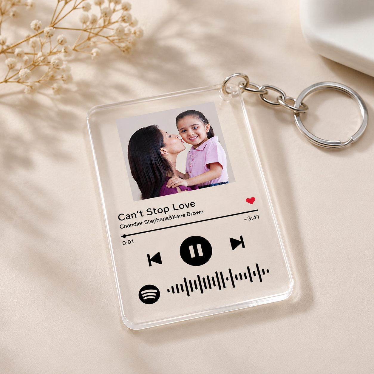 Personalized Spotify Acrylic Photo Keychain with Custom Picture & Song Code | Transparent Music Player Keyring | Gift for Girlfriend, Boyfriend, Wife, Husband, Mom, Dad, Anniversary, Birthday & Valentine's Day