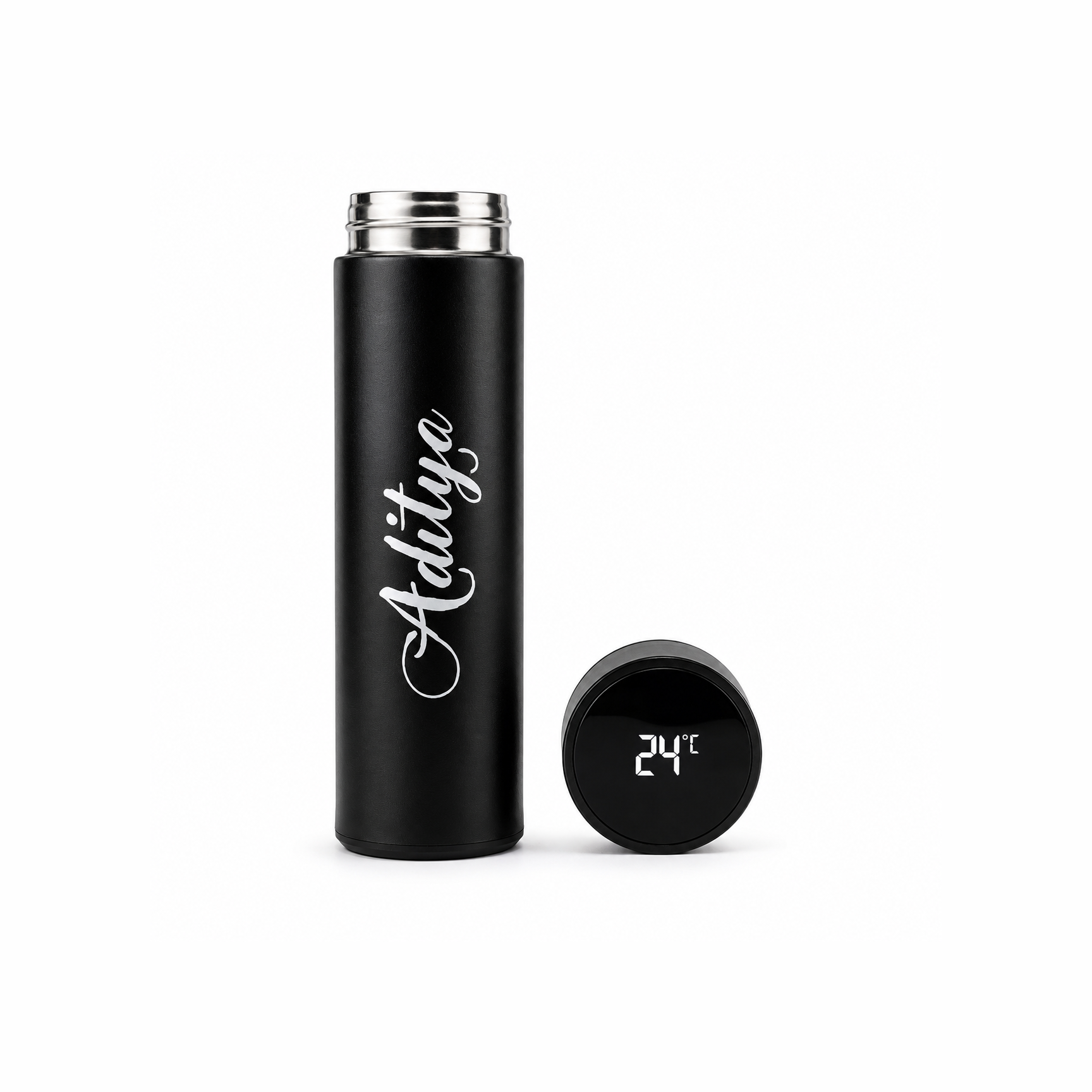 Personalized Smart Temperature Display Vacuum Insulated Stainless Steel Water Bottle – Custom Name Engraved Flask | Leakproof Thermos for Office, Gym & Travel (500ml, Black)