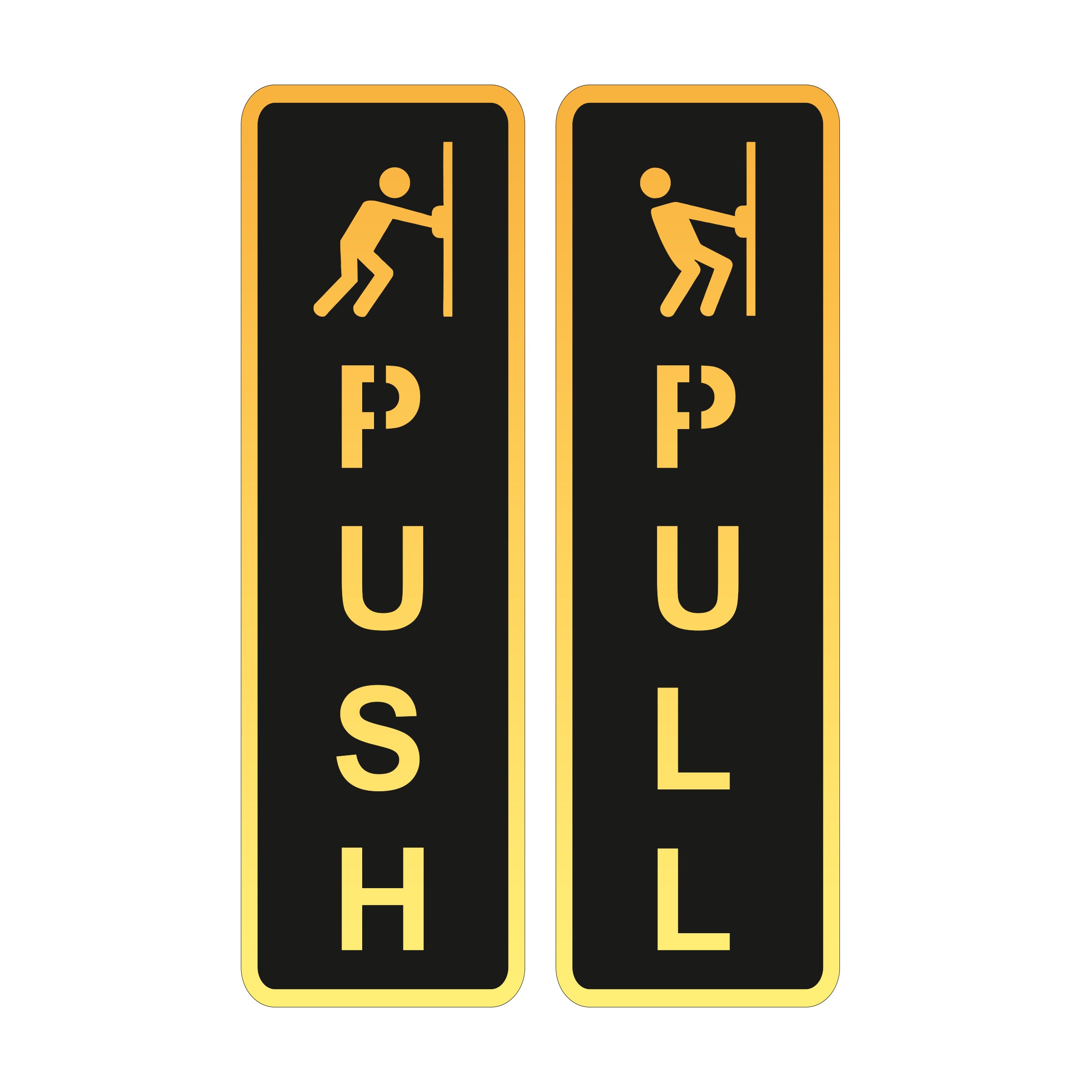Push Pull Door Sign with symbol – Gold & Black Acrylic Sticker for Glass Doors (6.5 Inches) | Self-Adhesive Push Pull Signage for Home, Office, Storefront, Restaurants & Shops | Premium Door Label