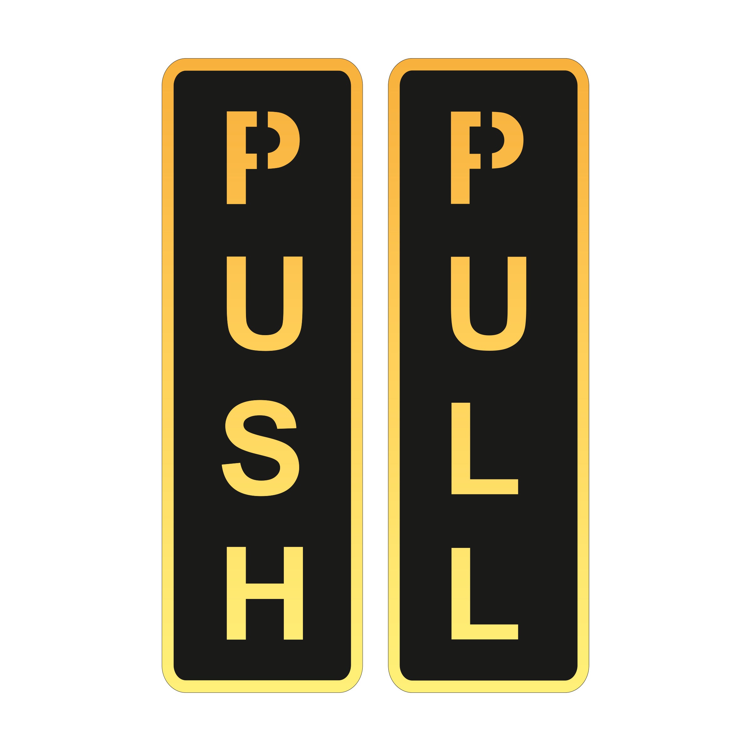 Push Pull Door Sign – Gold & Black Acrylic Sticker for Glass Doors (6.5 Inches) | Self-Adhesive Push Pull Signage for Home, Office, Storefront, Restaurants & Shops | Premium Door Label