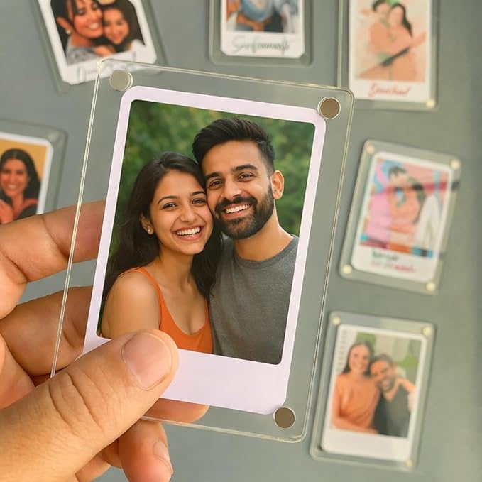 Acrylic Magnetic Photo Frame, Double-Sided Display (2.75 x 3.75 Inches) Clear Picture Frame Personalize & Swap Photos Fridge Magnet (Photos Not Included)