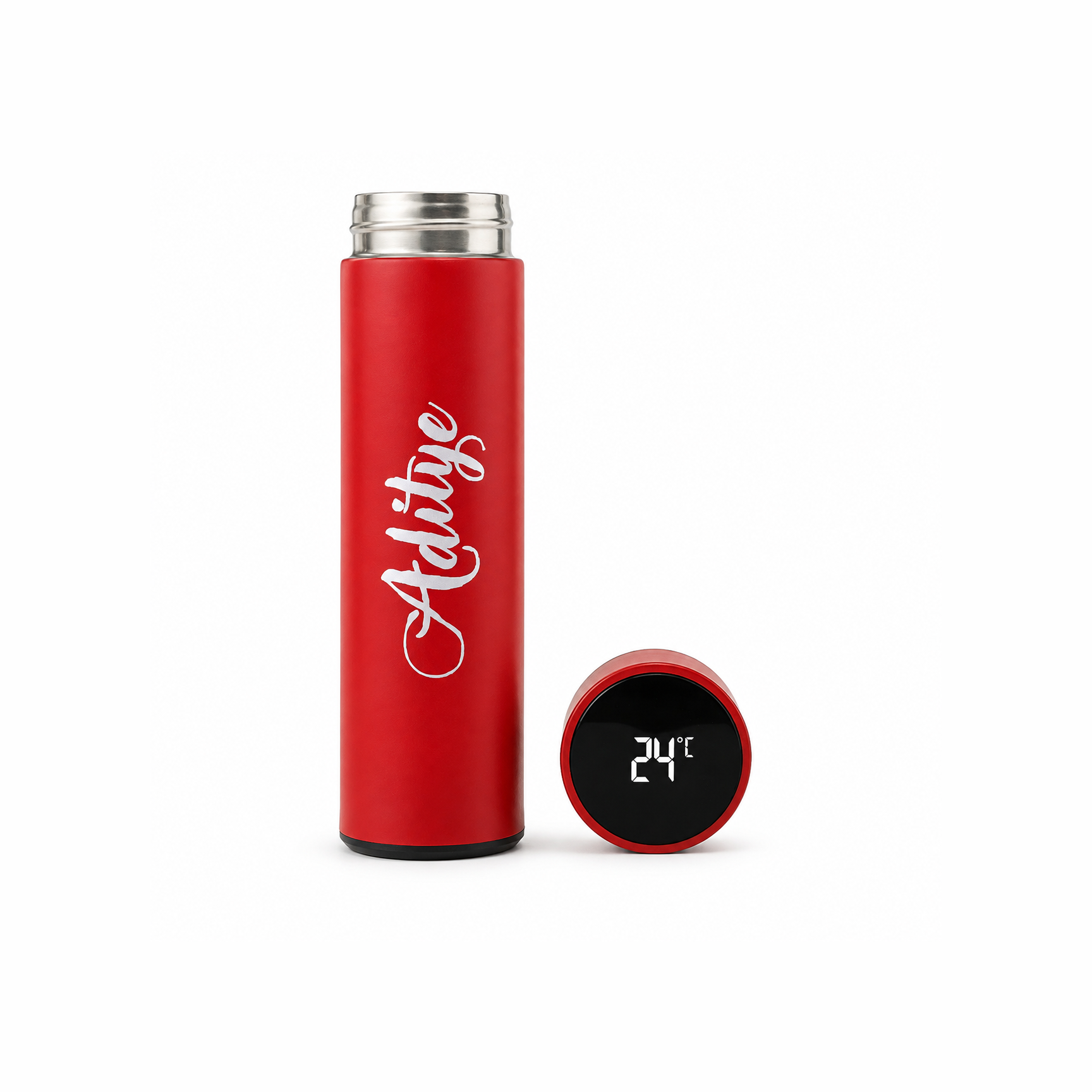 Personalized Smart Temperature Display Vacuum Insulated Stainless Steel Water Bottle – Custom Name Engraved Flask | Leakproof Thermos for Office, Gym & Travel (500ml, Red)
