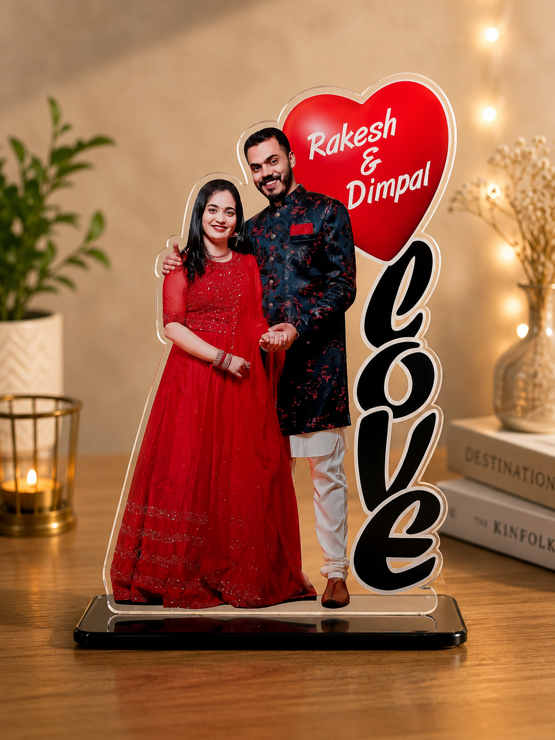 Custom Acrylic Couple Table Decor | Personalized Photo & Name Stand | Unique Wedding, Engagement & Birthday Gift