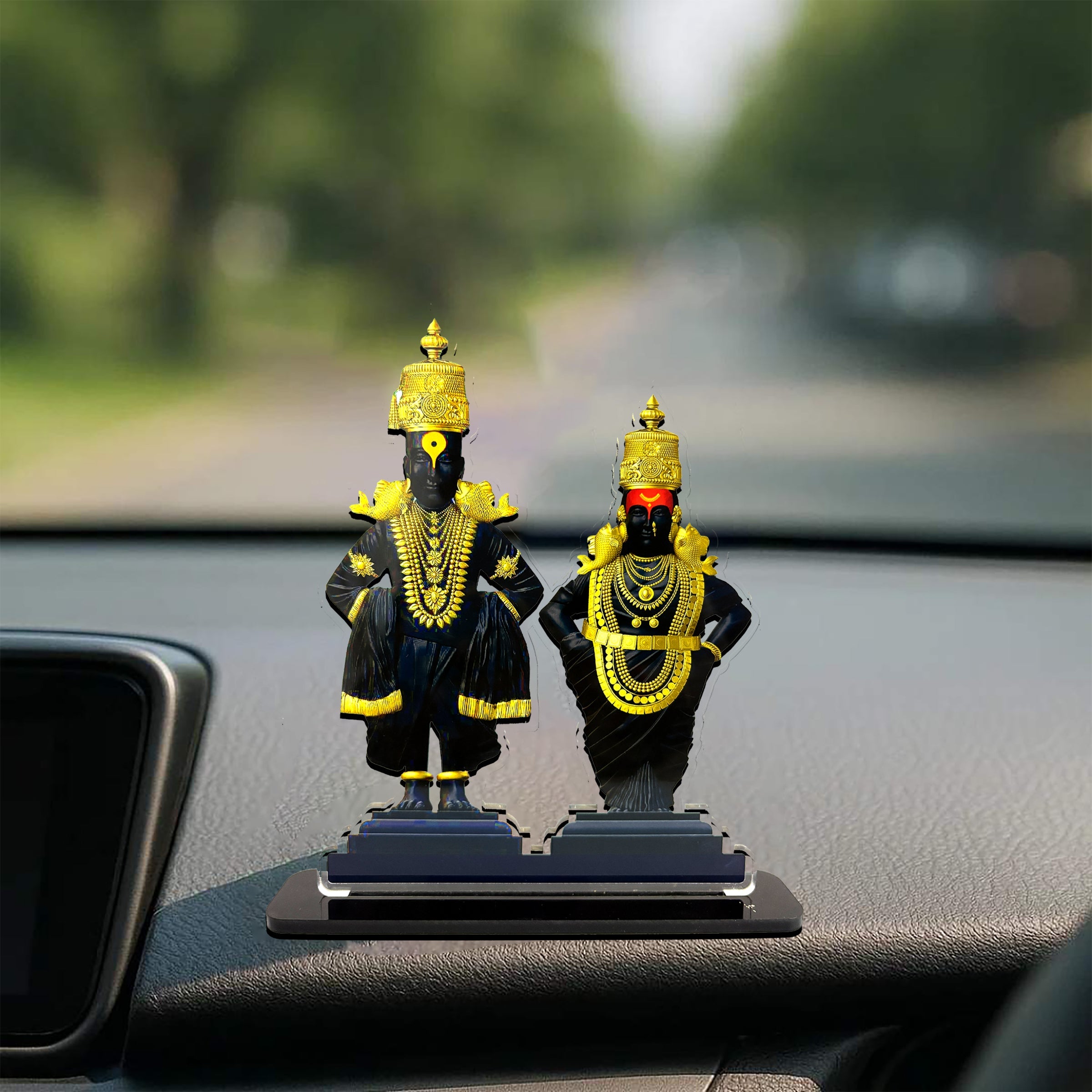 Vitthal Rukmini Idols Statue for Car Dashboard 3.5 x 4.5 inch