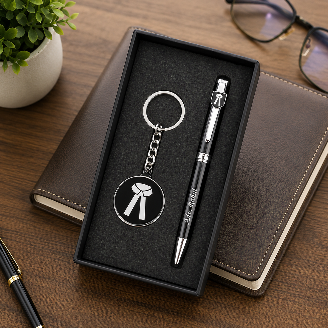 Personalized Advocate Pen & Lawyer Keychain Gift Set | Custom Name Engraved Premium Metal Pen with Gift Box | Gift for Lawyers, Advocates & Law Graduates