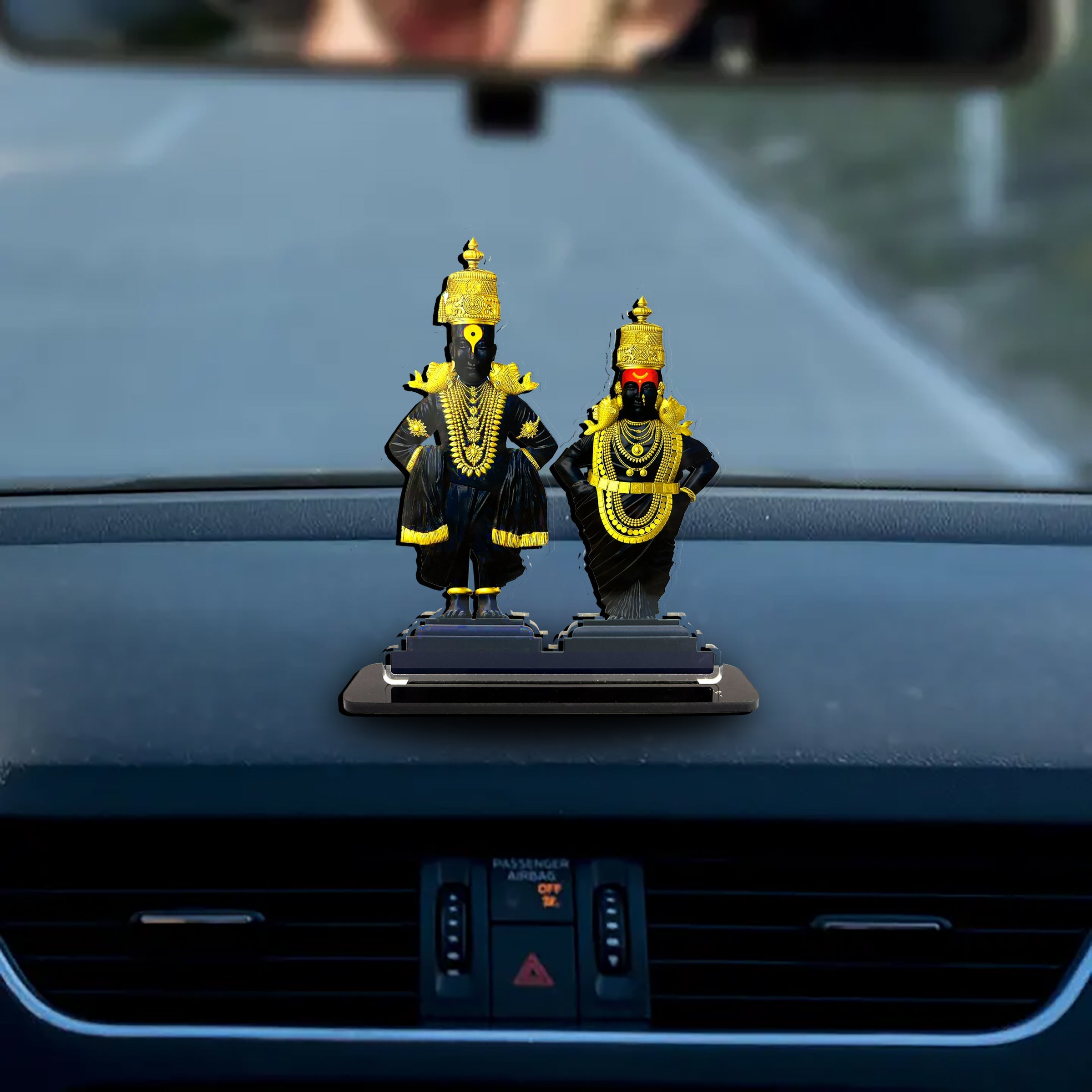 Vitthal Rukmini Idols Statue for Car Dashboard 3.5 x 4.5 inch