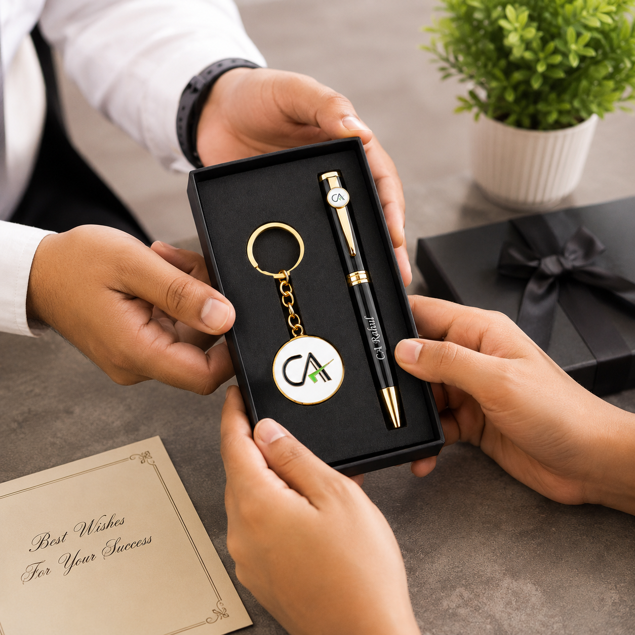 Personalized CA Pen & Chartered Accountant Logo Keychain Gift Set | Custom Name Engraved Premium Metal Pen with Gift Box | Gift for CAs, Accountants & Finance Professionals
