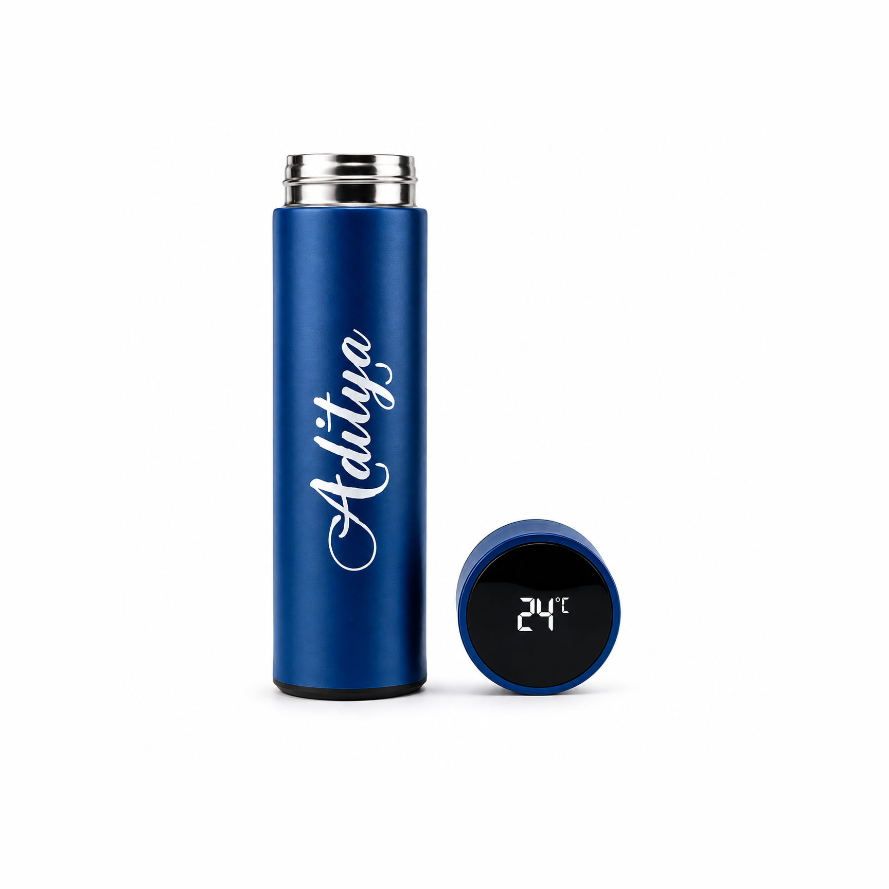 Personalized Smart Temperature Display Vacuum Insulated Stainless Steel Water Bottle – Custom Name Engraved Flask | Leakproof Thermos for Office, Gym & Travel (500ml, Blue)