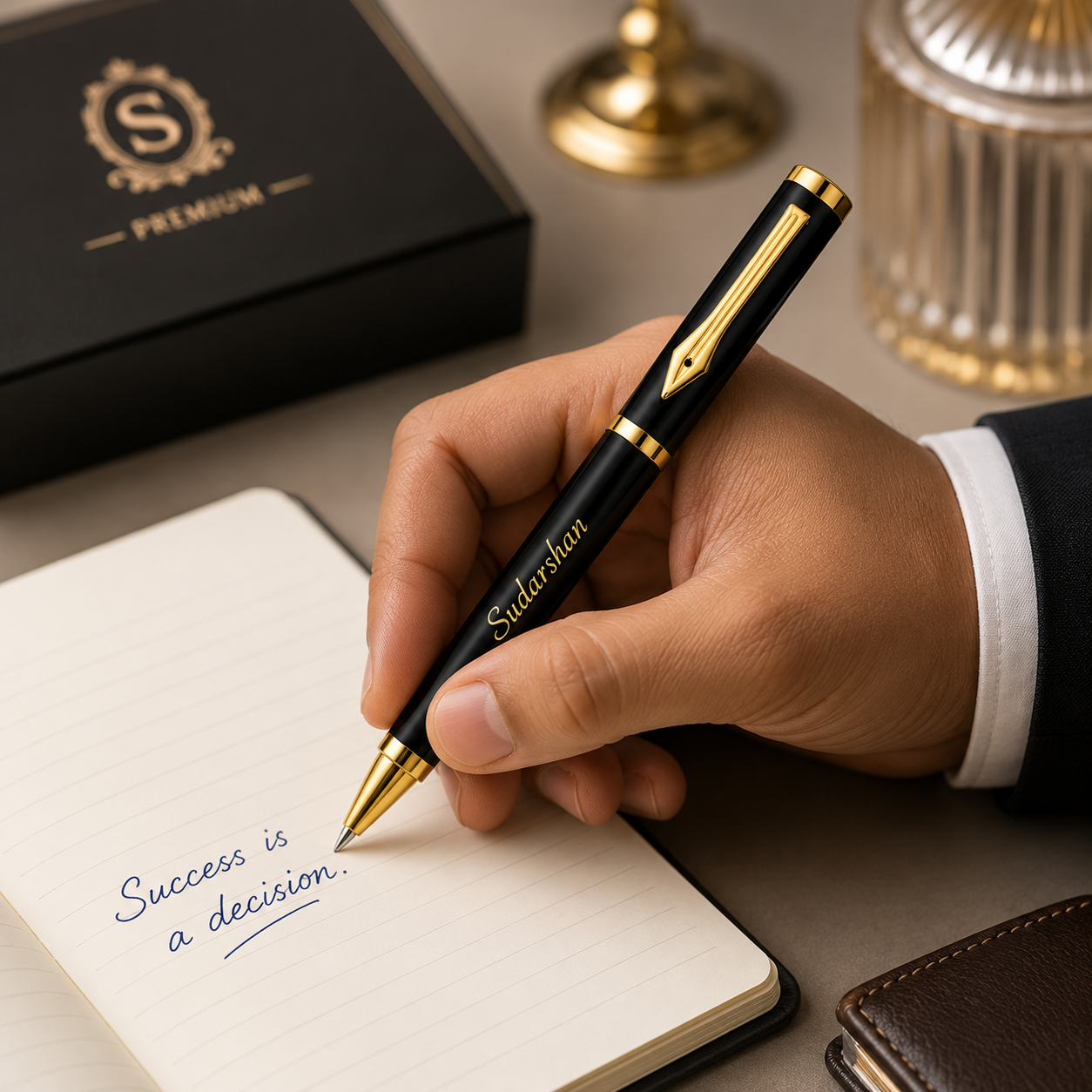 Personalized Engraved Premium Metal Ball Pen with Name | Custom Laser Engraved Gift Pen | Black & Gold Luxury Pen (Copy)