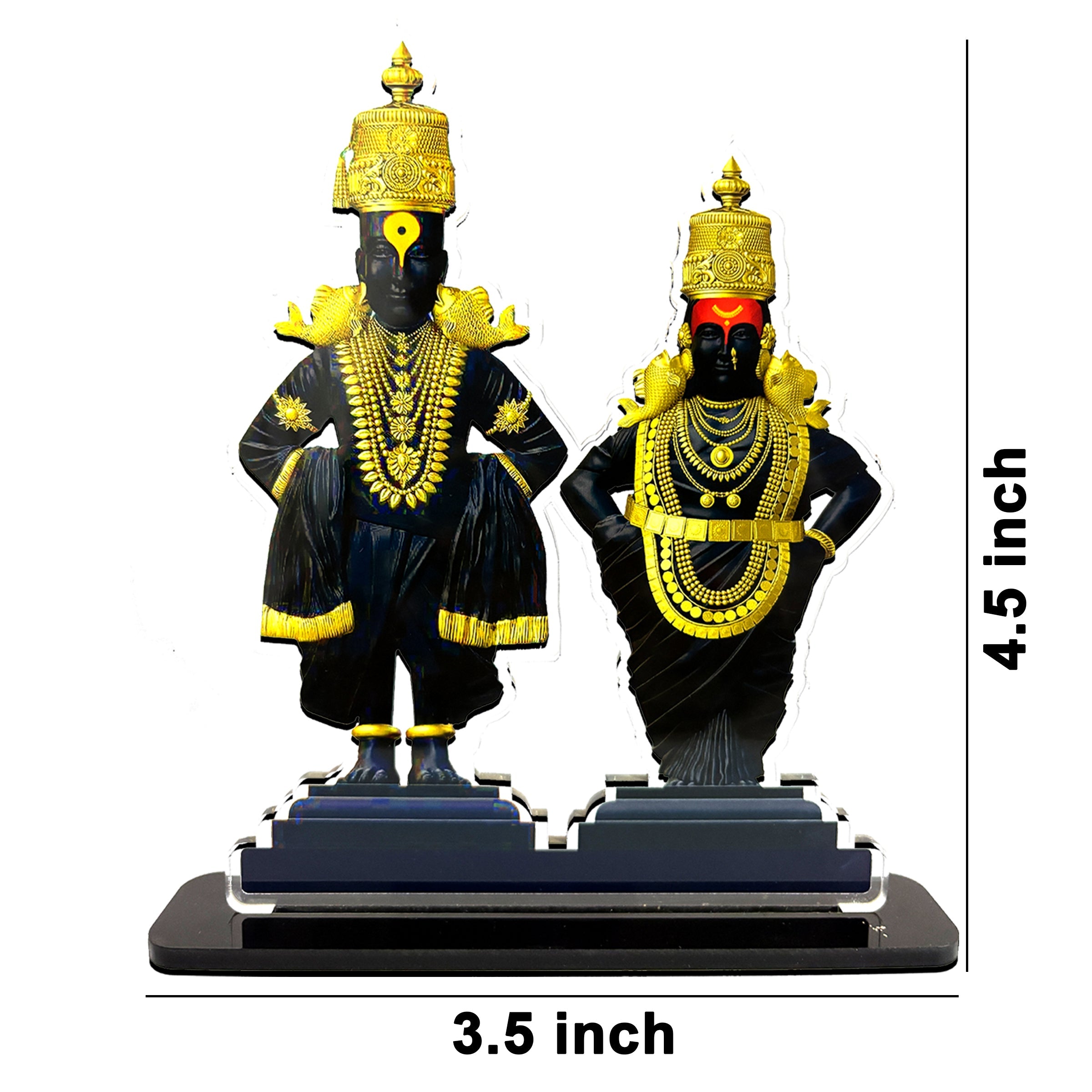 Vitthal Rukmini Idols Statue for Car Dashboard 3.5 x 4.5 inch