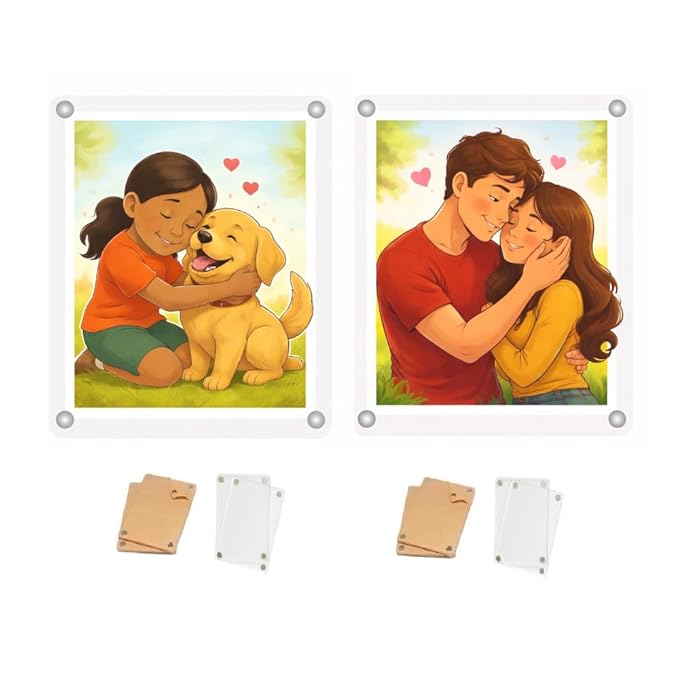 Acrylic Magnetic Photo Frame, Double-Sided Display (2.75 x 3.75 Inches) Clear Picture Frame Personalize & Swap Photos Fridge Magnet (Photos Not Included)