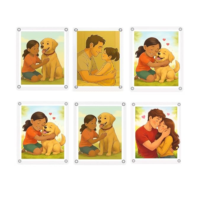 Acrylic Magnetic Photo Frame, Double-Sided Display (2.75 x 3.75 Inches) Clear Picture Frame Personalize & Swap Photos Fridge Magnet (Photos Not Included)