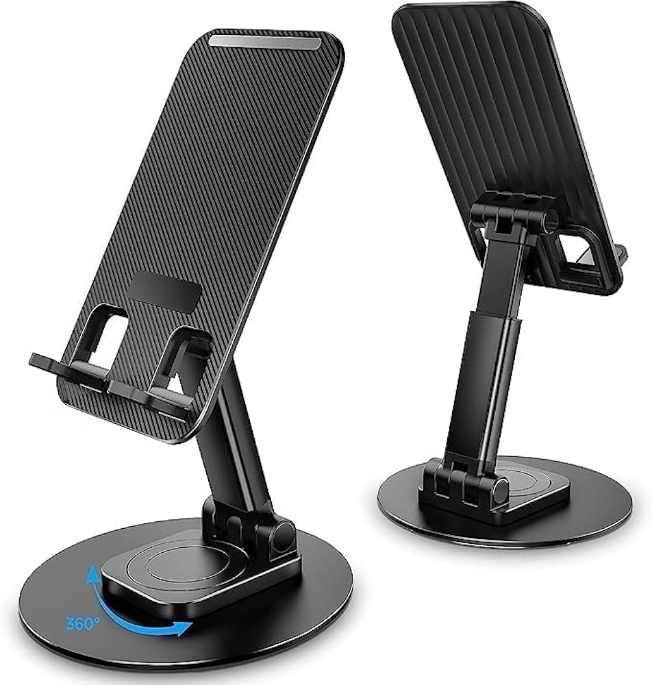Mobile Phone Stand with 360° Rotation & Height Angle Adjustable | Foldable Desk Mobile Holder for Smartphones up to 10 Inches