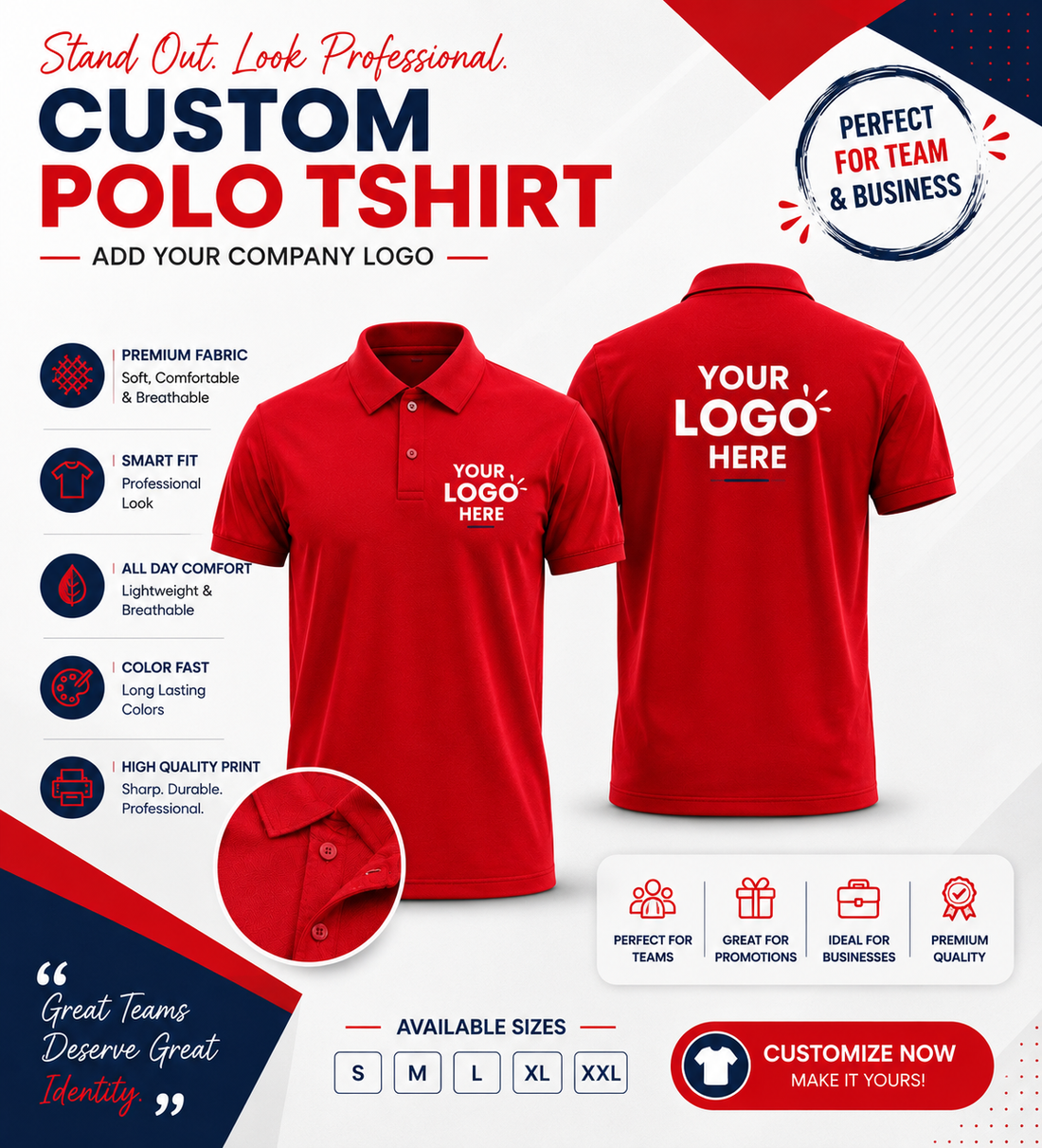 Customized Polo T-Shirt with Company Logo