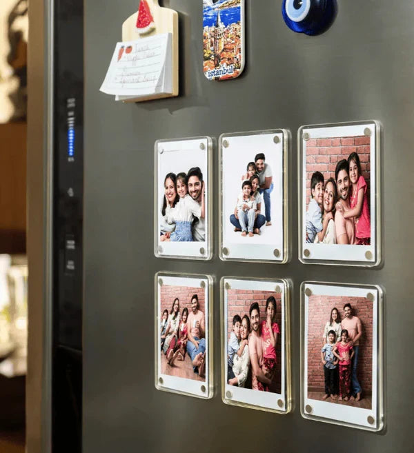 Acrylic Magnetic Photo Frame, Double-Sided Display (2.75 x 3.75 Inches) Clear Picture Frame Personalize & Swap Photos Fridge Magnet (Photos Not Included)