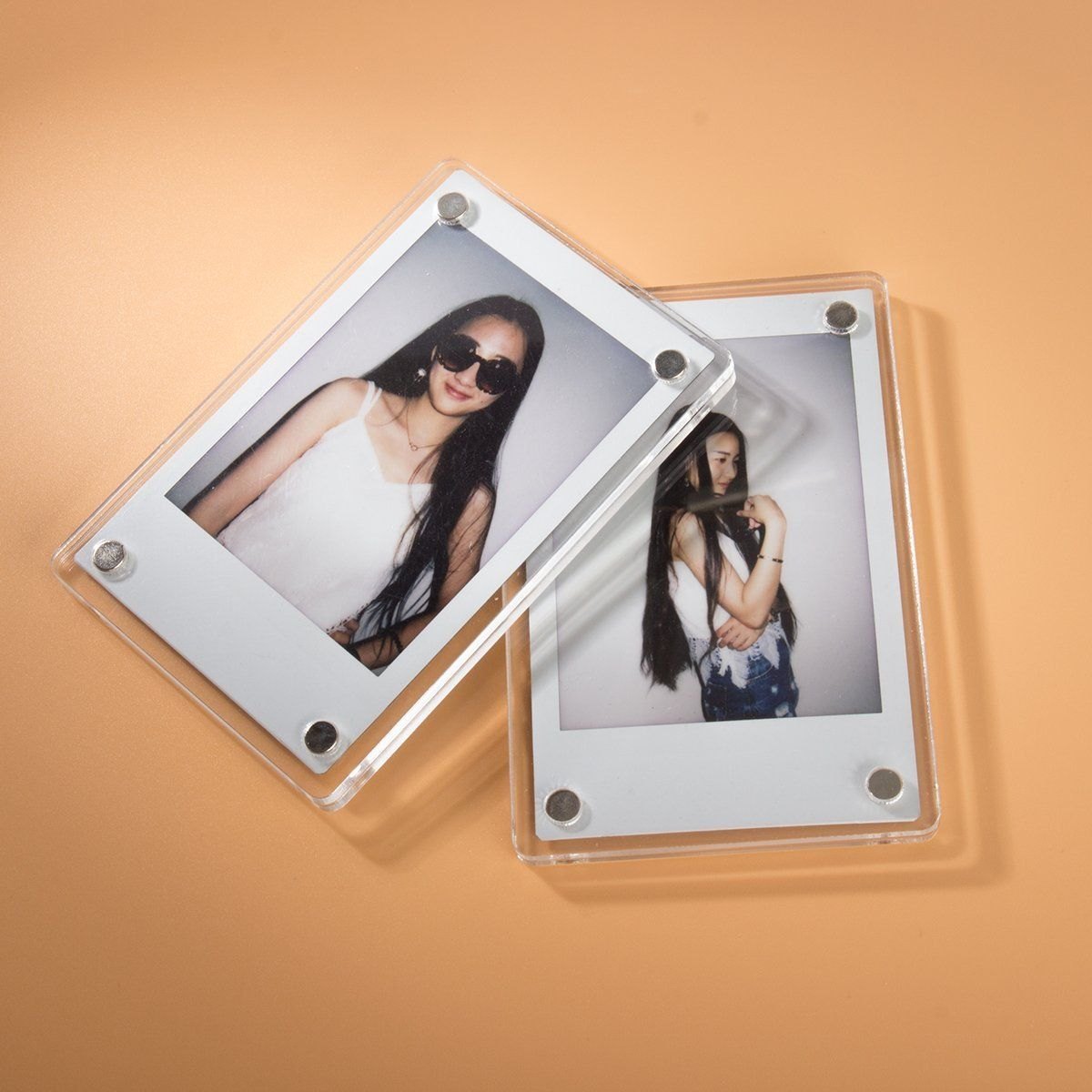 Acrylic Magnetic Photo Frame, Double-Sided Display (2.75 x 3.75 Inches) Clear Picture Frame Personalize & Swap Photos Fridge Magnet (Photos Not Included)